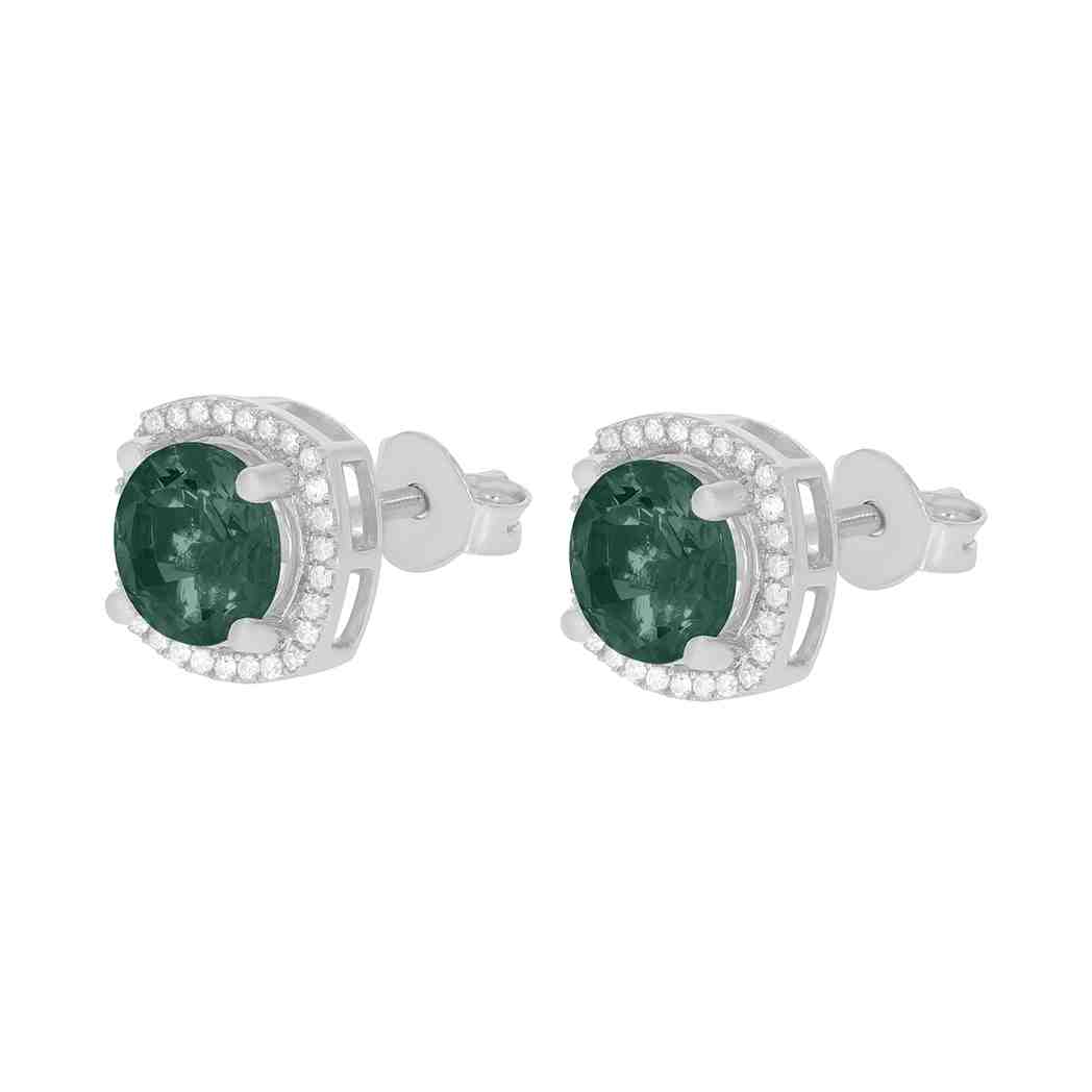 Emerald and Diamond Halo Stud Earrings PD31345AER EMERALD